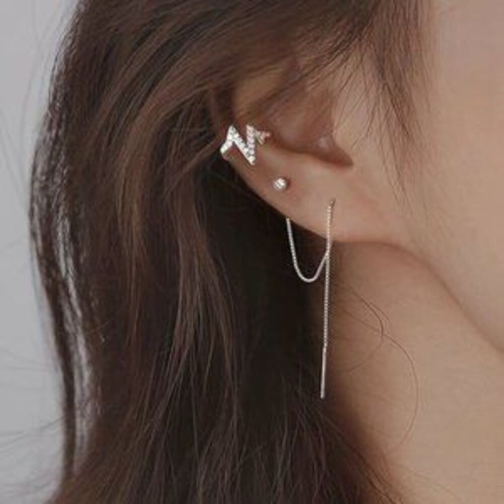 *925 Sterling Silver Diamond Heartbeat Earrings